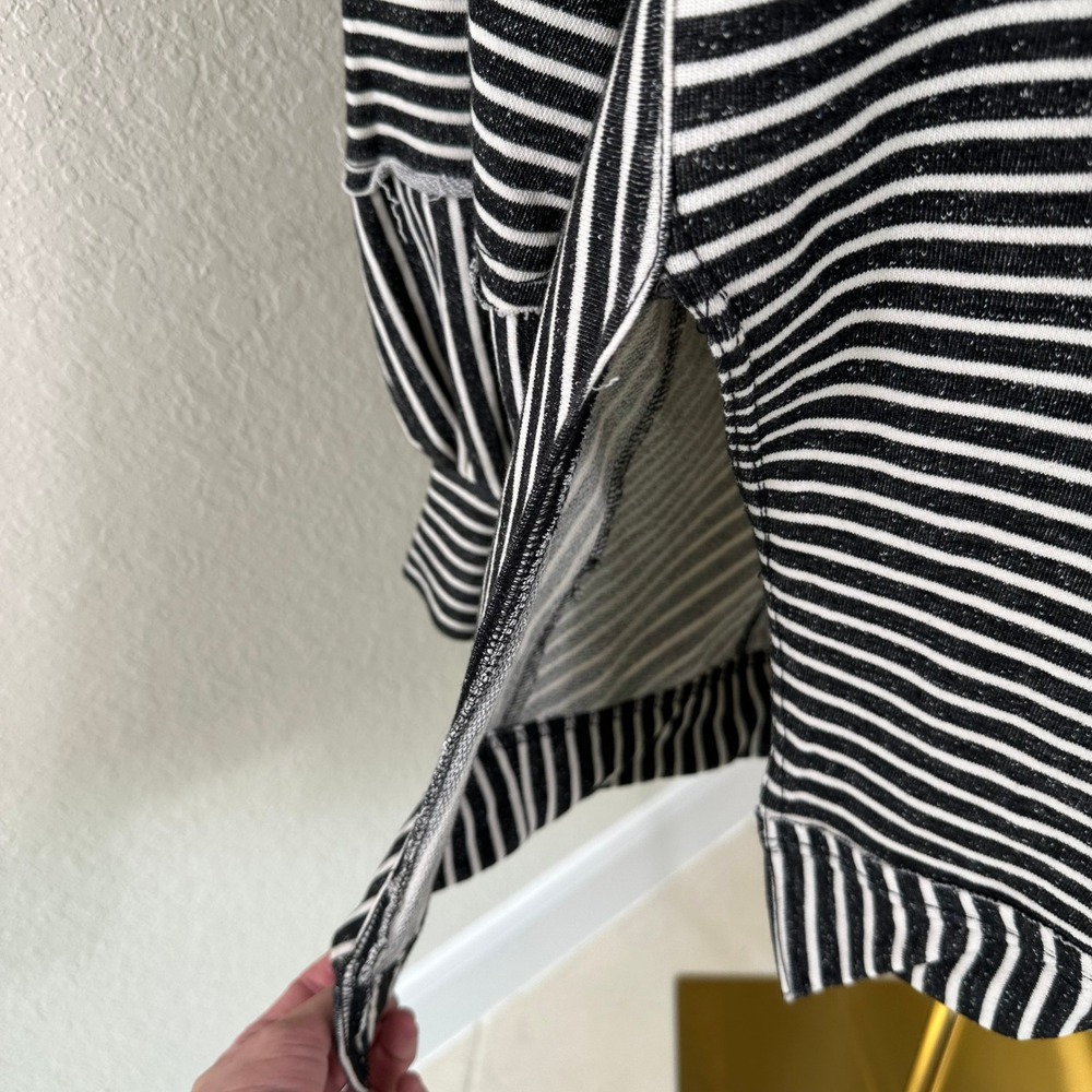 Pilcro Anthropologie Striped Hoodie Women M Black White AsymmetricalBoho Artsy - Picture 4 of 8